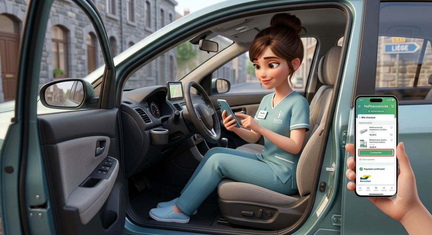 Julia suit ses commandes de semainiers depuis l'application Clara, entre deux visites